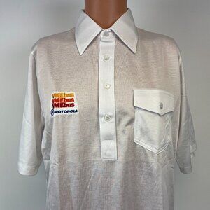 Vintage 80s Motorola VME Bus Polo Shirt Mens Size L White Embroidered